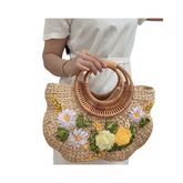 Water Hyacinth Bag With Rattan Handle 2